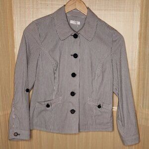 Charter Club Petite Womens Blue White Pinstripe Lightweight Blazer Medium